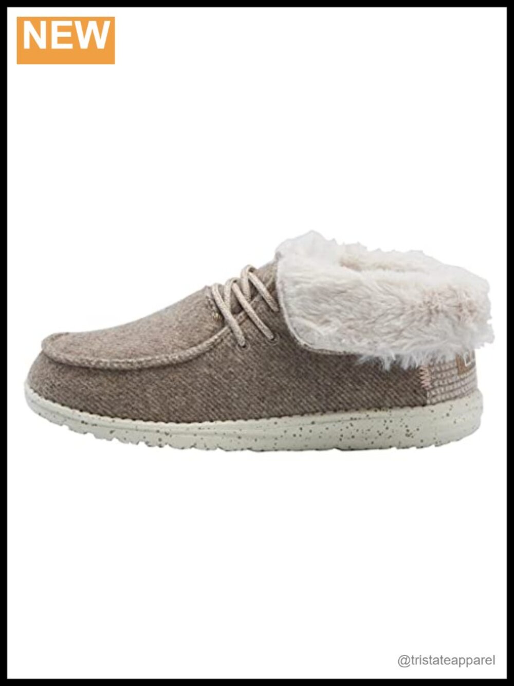 HEYDUDE Women's Britt Lace Up Ankle Boot with Faux Fur Collar